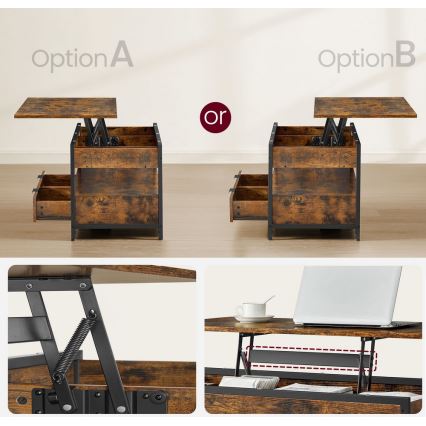 Konferenční stolek se zvedací deskou NYRO 100x50 cm hnědá/černá