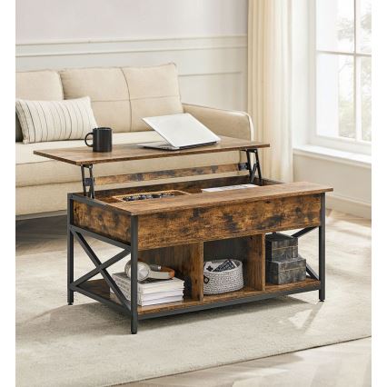 Konferenční stolek se zvedací deskou NYRO 100x60 cm hnědá/černá