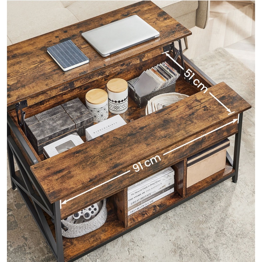 Konferenční stolek se zvedací deskou NYRO 100x60 cm hnědá/černá