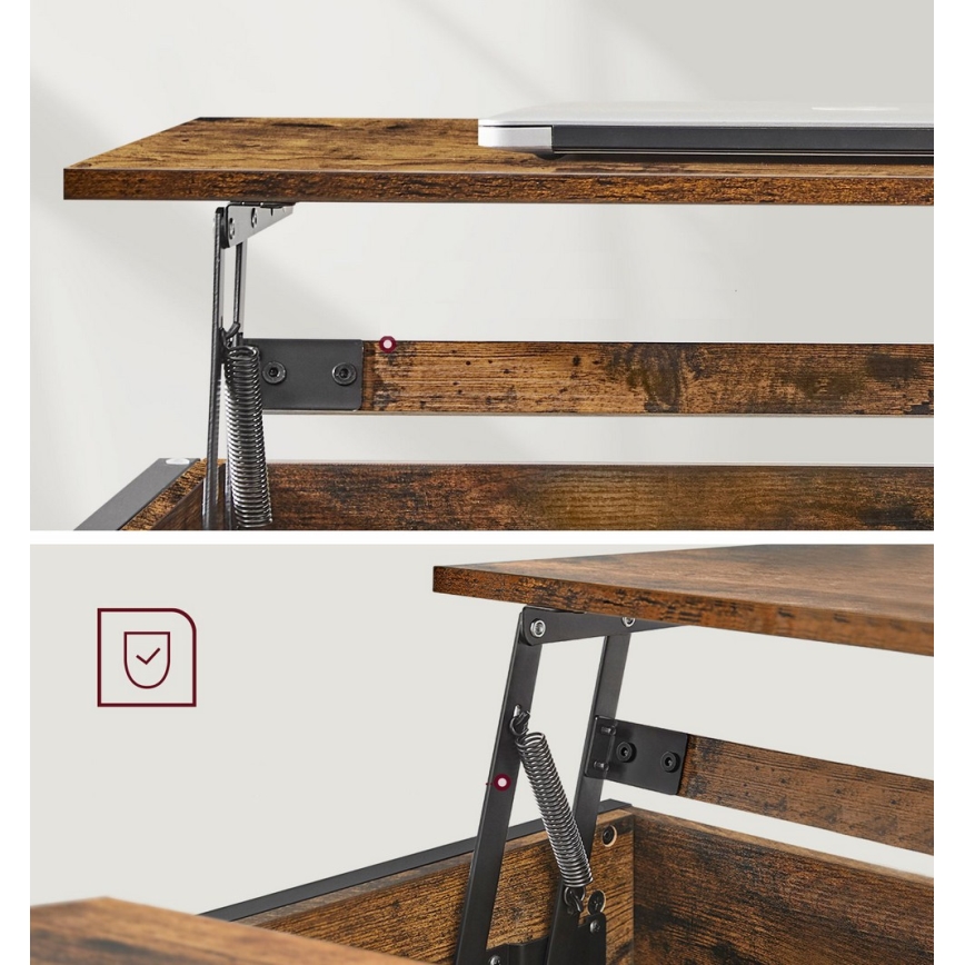 Konferenční stolek se zvedací deskou NYRO hnědá/černá