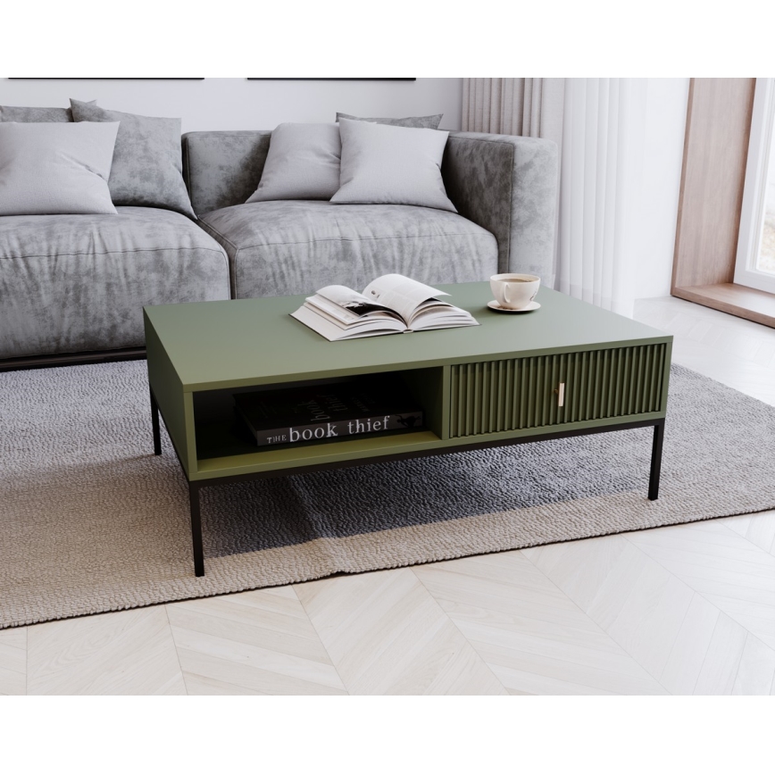 Konferenční stolek SUE 104x68 cm zelená/černá