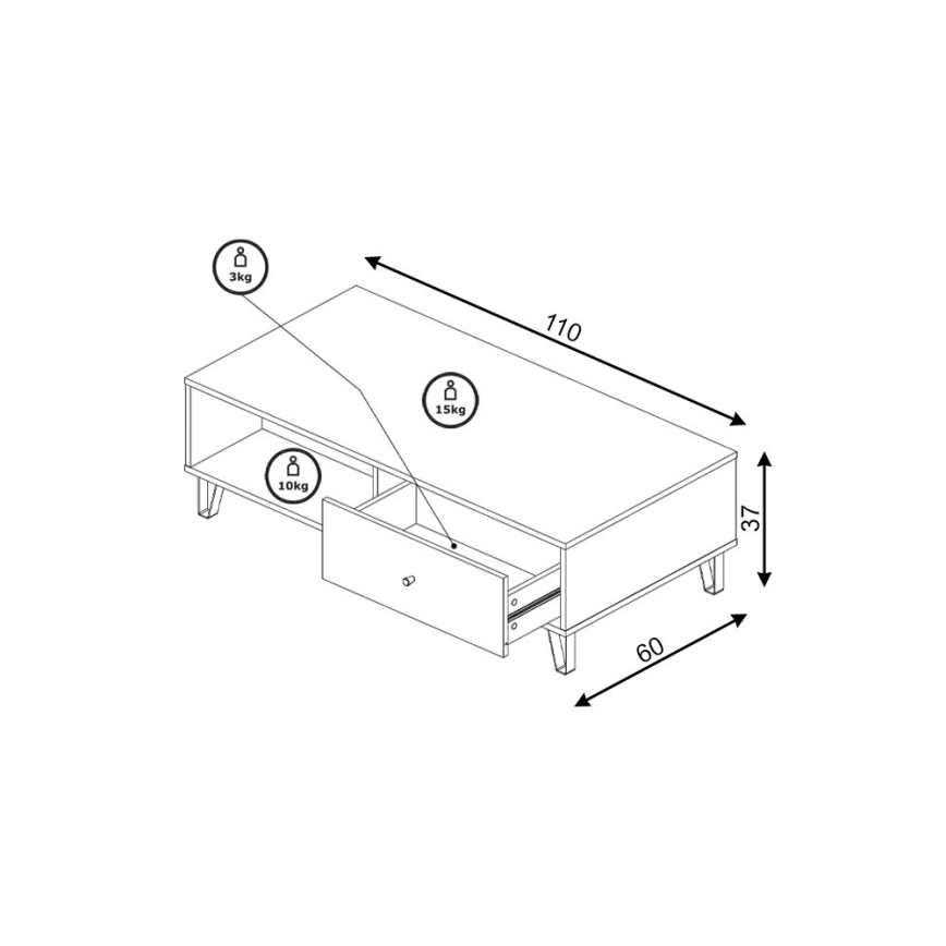 Konferenční stolek SULA 110x60 cm dub craft/černá