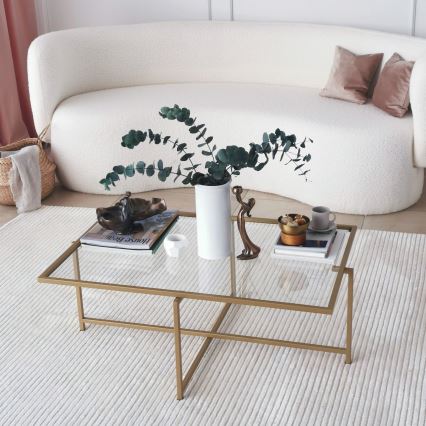 Konferenční stolek SUN 94x64 cm zlatá/čirá