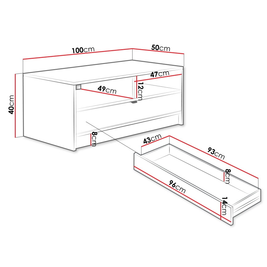 Konferenční stolek TIRENO 40x100 cm béžová