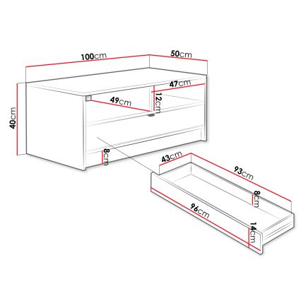 Konferenční stolek TIRENO 40x100 cm černá