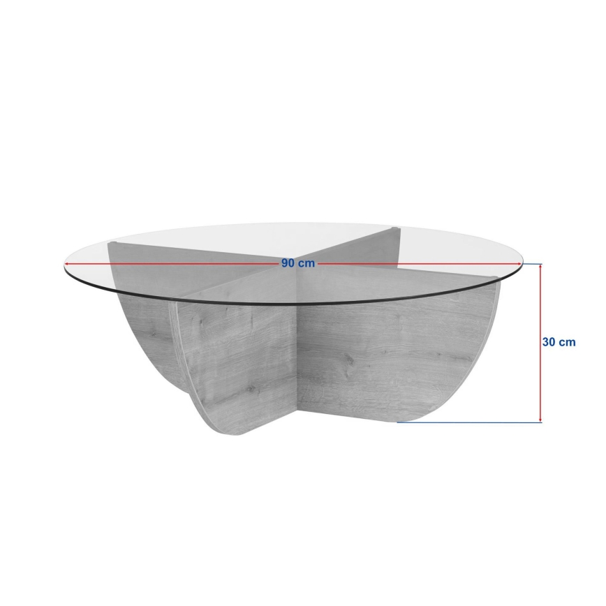 Konferenční stolek VERE pr. 90 cm travertin/čirá