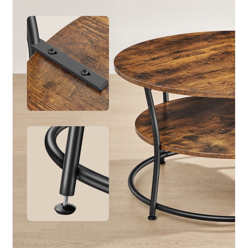 Konferenční stůl ELDUR 80 cm hnědá/černá