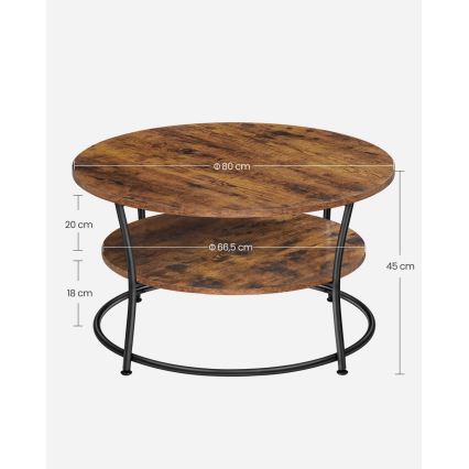 Konferenční stůl ELDUR 80 cm hnědá/černá