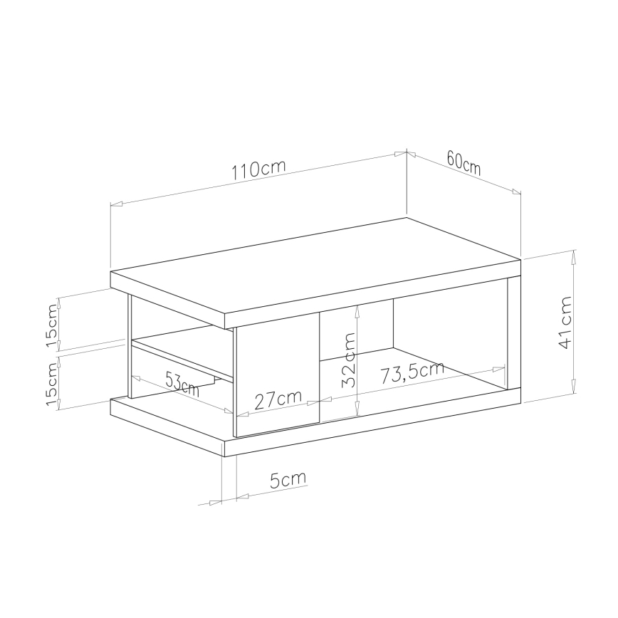 Konferenční stůl s policí a úložným prostorem LORA 110x60 cm béžová/černá