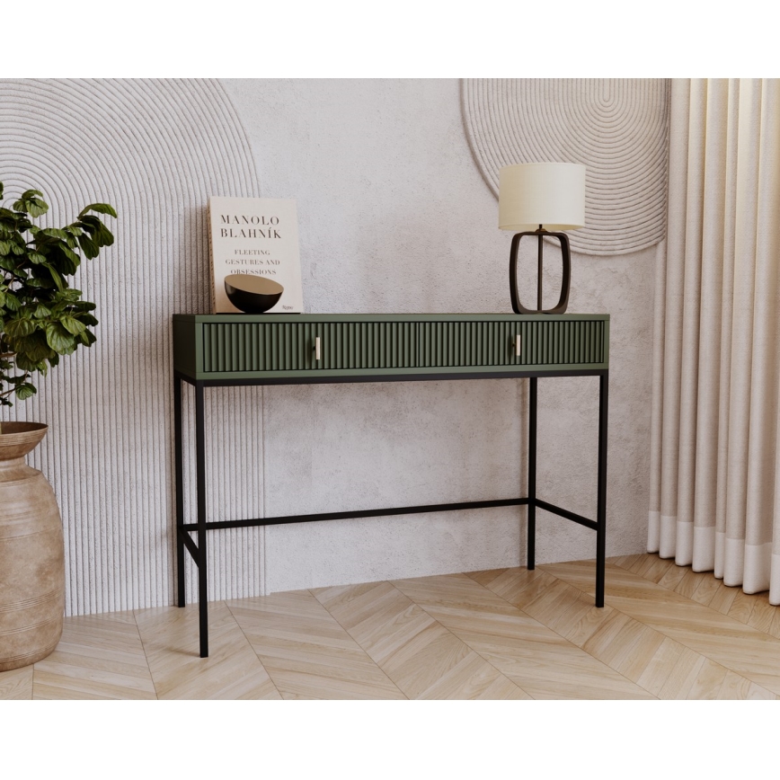 Konzolový stolek SUE 104x50 cm zelená/černá