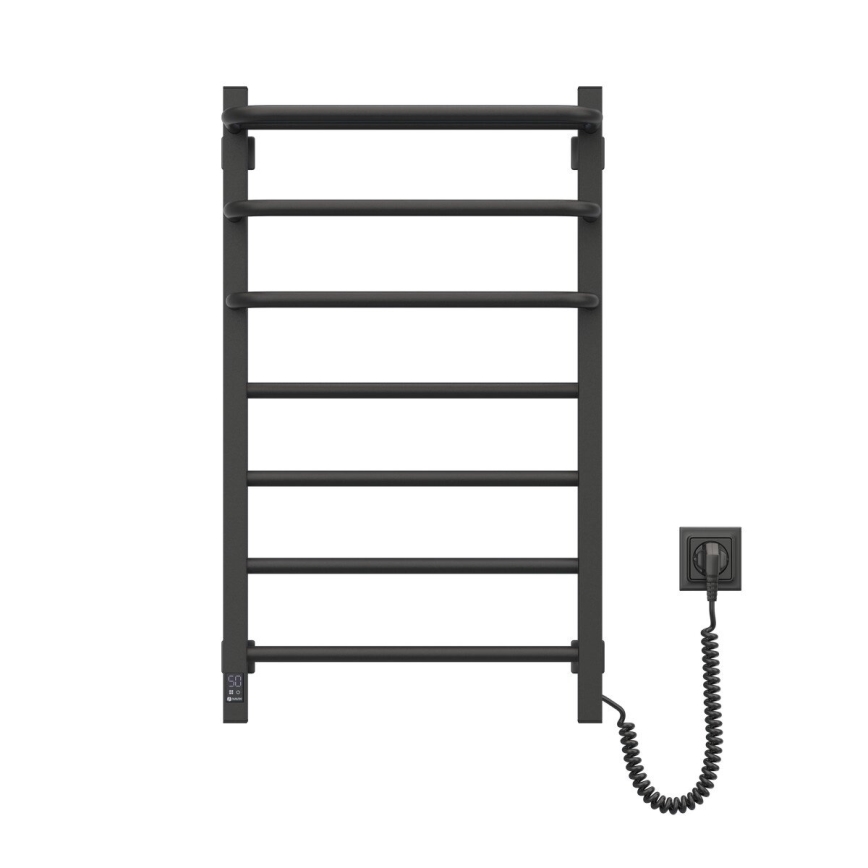 Koupelnový elektrický radiátor s termostatem FORTIS 350W/230V 80,6 cm IP44 černá pravá hranatý
