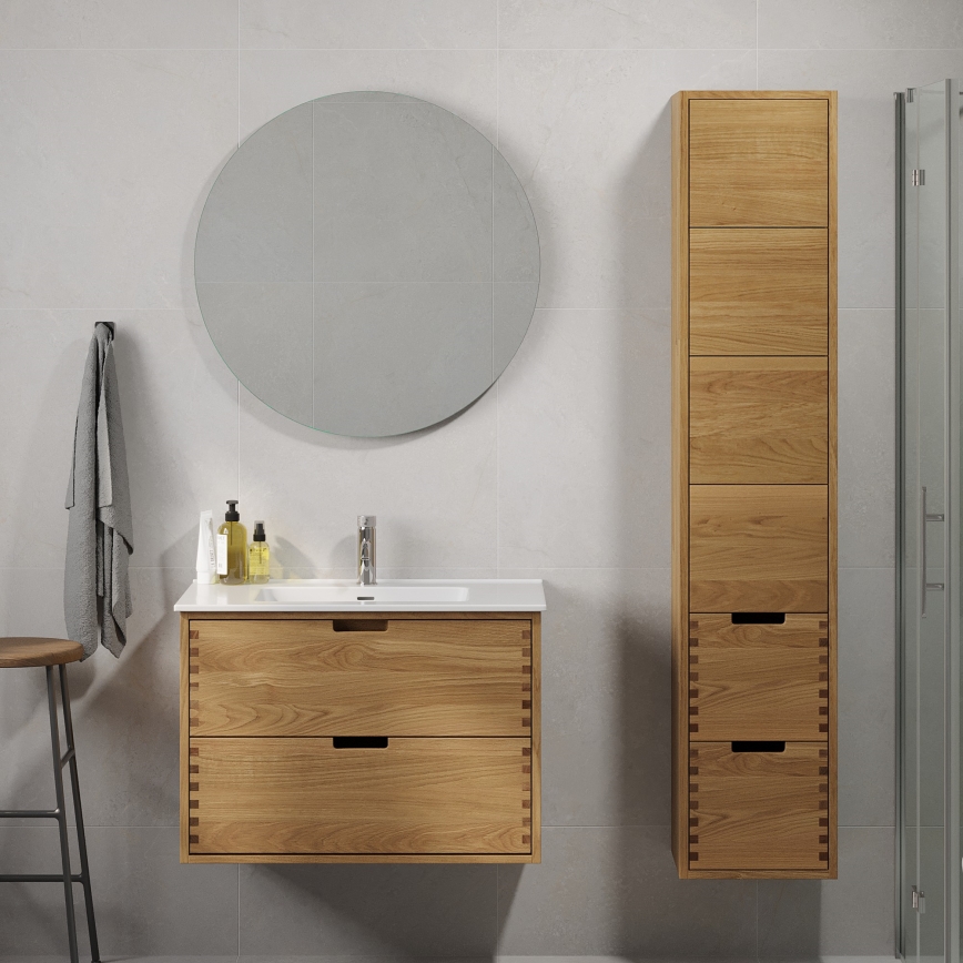 Koupelnová skříňka pod umyvadlo GRIBSKOV 80 cm béžová/dub