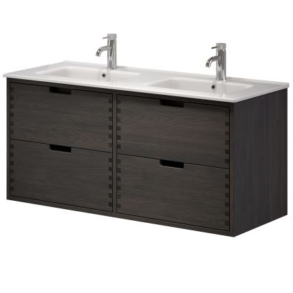 Koupelnová skříňka s umyvadlem GRIBSKOV 120 cm hnědá/dub/bílá