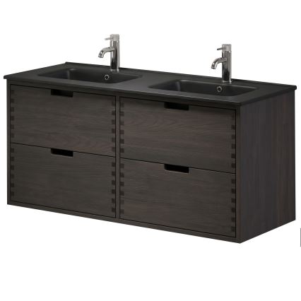 Koupelnová skříňka s umyvadlem GRIBSKOV 120 cm hnědá/dub/černá