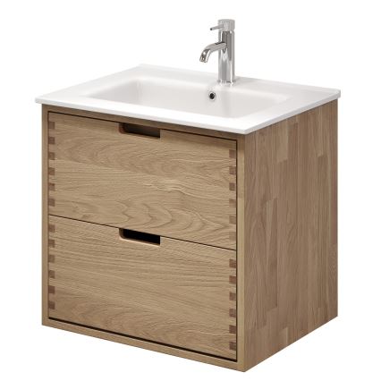 Koupelnová skříňka s umyvadlem GRIBSKOV 60 cm béžová/dub/bílá