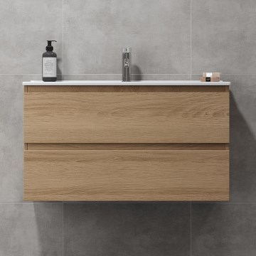 Koupelnová skříňka s umyvadlem HENRY 91 cm dub