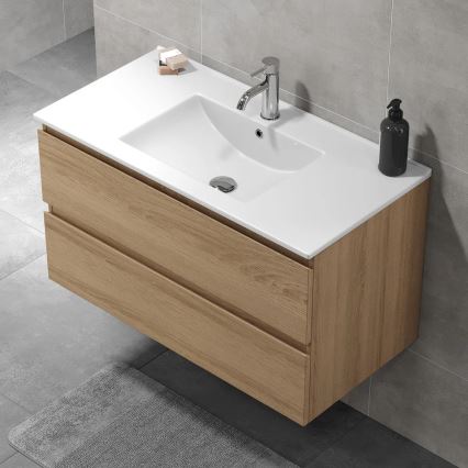 Koupelnová skříňka s umyvadlem HENRY 91 cm dub