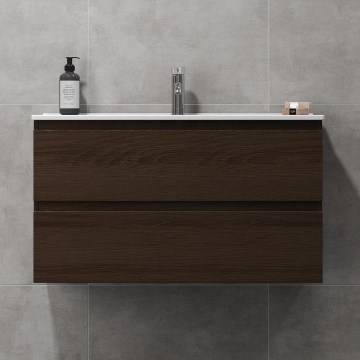 Koupelnová skříňka s umyvadlem HENRY 91 cm ořech
