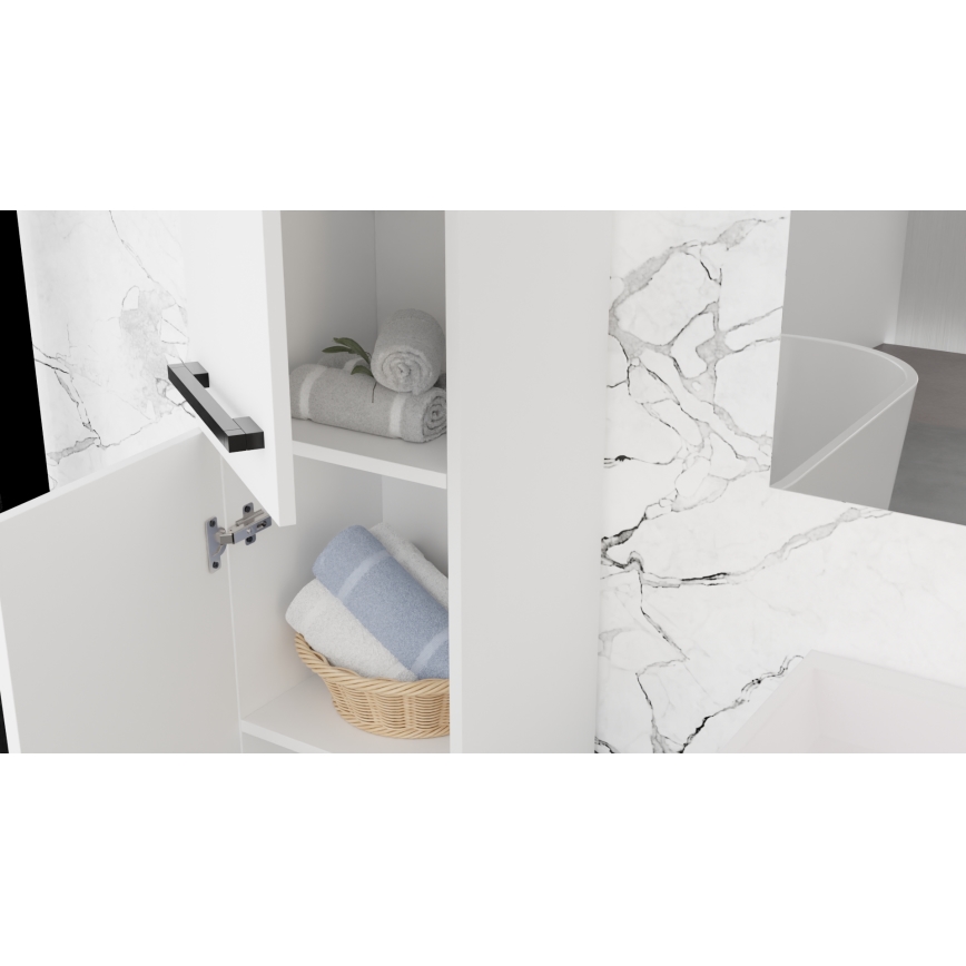 Koupelnová skříňka s umyvadlem KATE + zrcadlová skříňka + nástěnná skříňka bílá