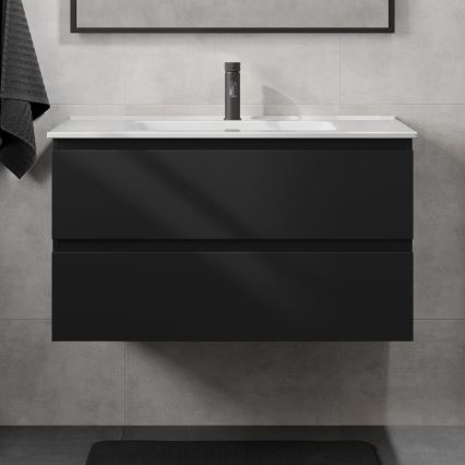 Koupelnová skříňka s umyvadlem KENWOOD 91 cm černá/bílá