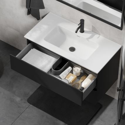 Koupelnová skříňka s umyvadlem KENWOOD 91 cm černá/bílá