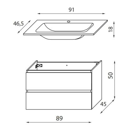 Koupelnová skříňka s umyvadlem KENWOOD 91 cm marakesh/bílá