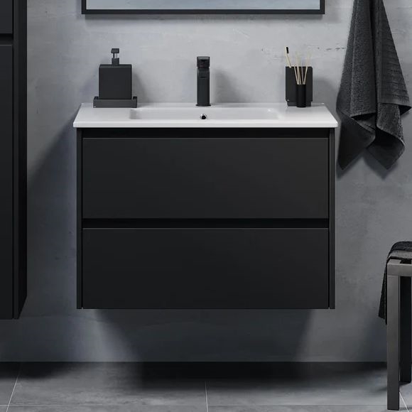 Koupelnová skříňka s umyvadlem LYKE 80 cm černá