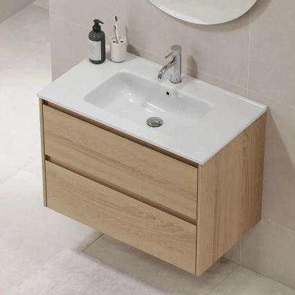 Koupelnová skříňka s umyvadlem LYKE 80 cm dub