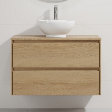 Koupelnová skříňka s umyvadlem TRONDHEIM/DRAMMEN 90x57x46 cm dub/bílá