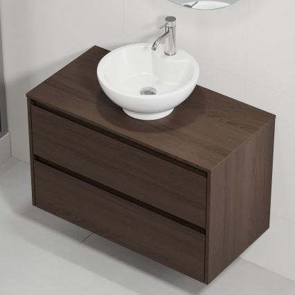 Koupelnová skříňka s umyvadlem TRONDHEIM/DRAMMEN 90x57x46 cm ořech/bílá