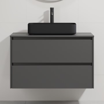 Koupelnová skříňka s umyvadlem TRONDHEIM/LJORDAL 90x57x46 cm antracit/černá