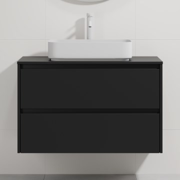 Koupelnová skříňka s umyvadlem TRONDHEIM/LJORDAL 90x57x46 cm černá/bílá