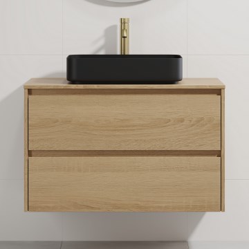 Koupelnová skříňka s umyvadlem TRONDHEIM/LJORDAL 90x57x46 cm dub/černá