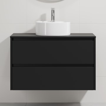 Koupelnová skříňka s umyvadlem TRONDHEIM/VIKEDAL 90x57x46 cm černá/bílá