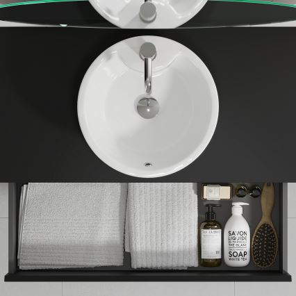 Koupelnová skříňka s umyvadlem TRONDHEIM/VIKEDAL 90x57x46 cm černá/bílá