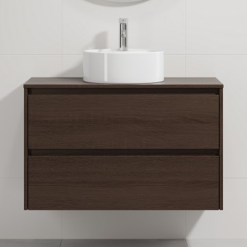 Koupelnová skříňka s umyvadlem TRONDHEIM/VIKEDAL 90x57x46 cm ořech/bílá