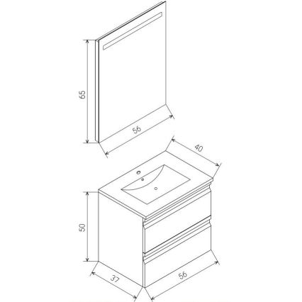 Koupelnová skříňka s umyvadlem VEDO + LED zrcadlo LED/10W/230V IP44 černá