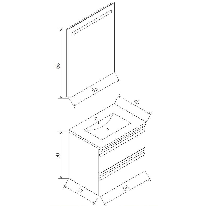 Koupelnová skříňka s umyvadlem VEDO + LED zrcadlo LED/10W/230V IP44 černá