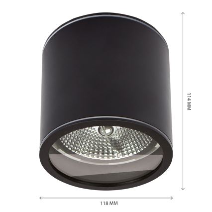 Koupelnové bodové svítidlo CHLOE AR111 1xGU10/15W/230V IP44 kulatý černá