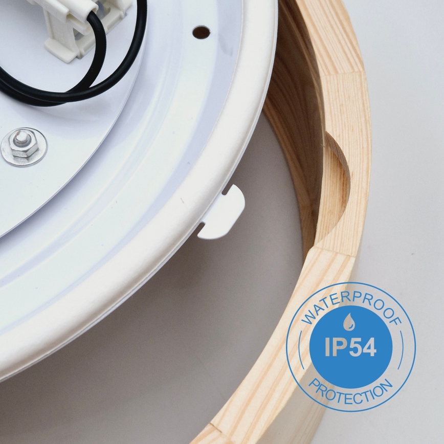 Koupelnové stropní svítidlo NATURAL 3xE27/15W/230V IP54 borovice pr. 37 cm