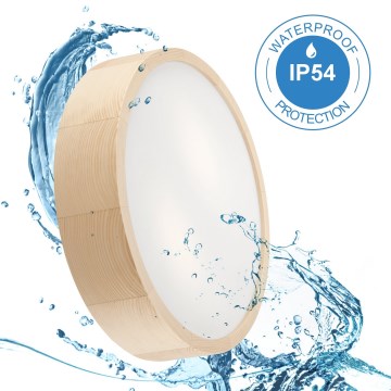 Koupelnové stropní svítidlo NATURAL 3xE27/15W/230V IP54 borovice ø 37 cm - FSC certifikováno
