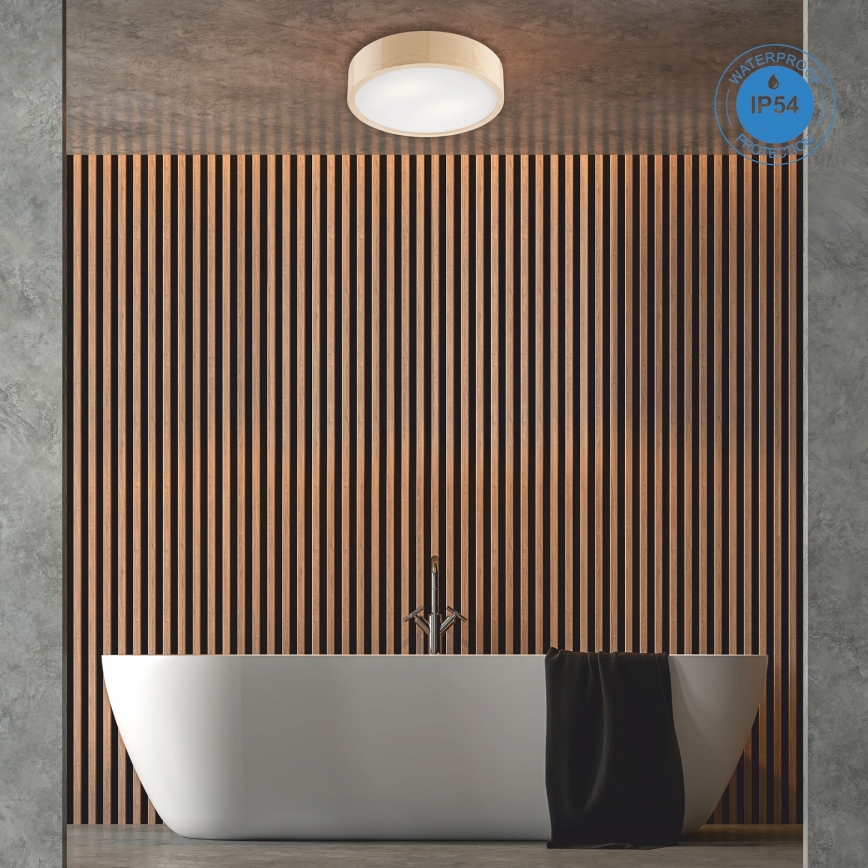 Koupelnové stropní svítidlo NATURAL 3xE27/15W/230V IP54 borovice ø 37 cm