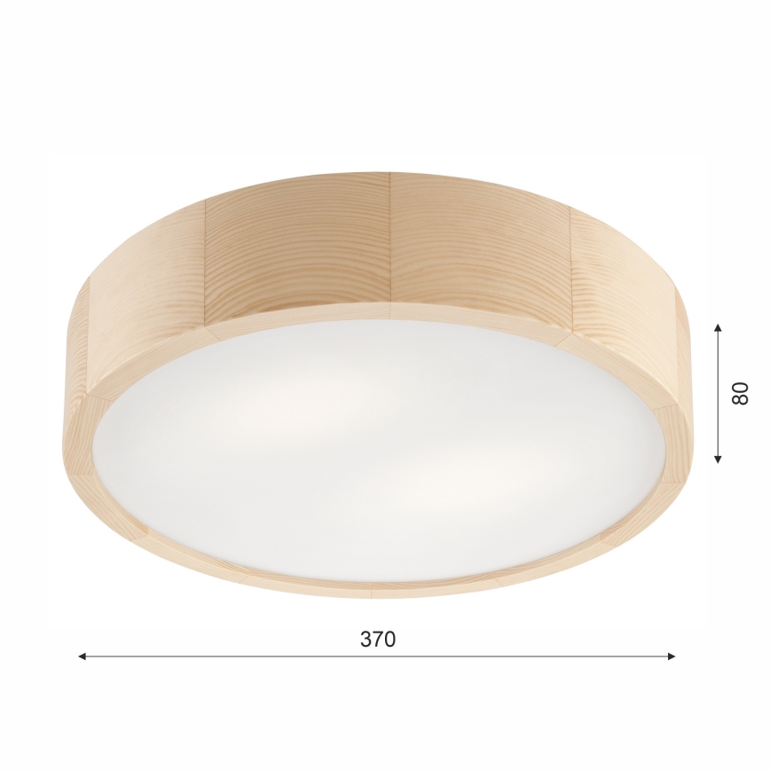 Koupelnové stropní svítidlo NATURAL 3xE27/15W/230V IP54 borovice ø 37 cm
