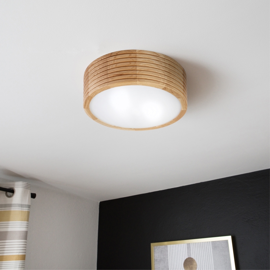 Koupelnové stropní svítidlo OAK 2xE27/15W/230V IP54 dub pr. 27 cm