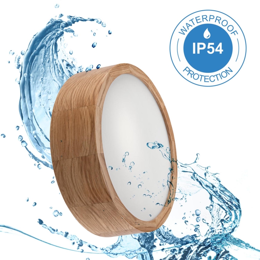 Koupelnové stropní svítidlo OAK 2xE27/15W/230V IP54 dub ø 27 cm