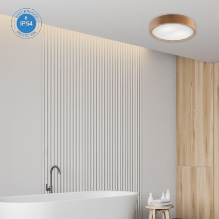 Koupelnové stropní svítidlo OAK 3xE27/15W/230V dub ø 37 cm IP54
