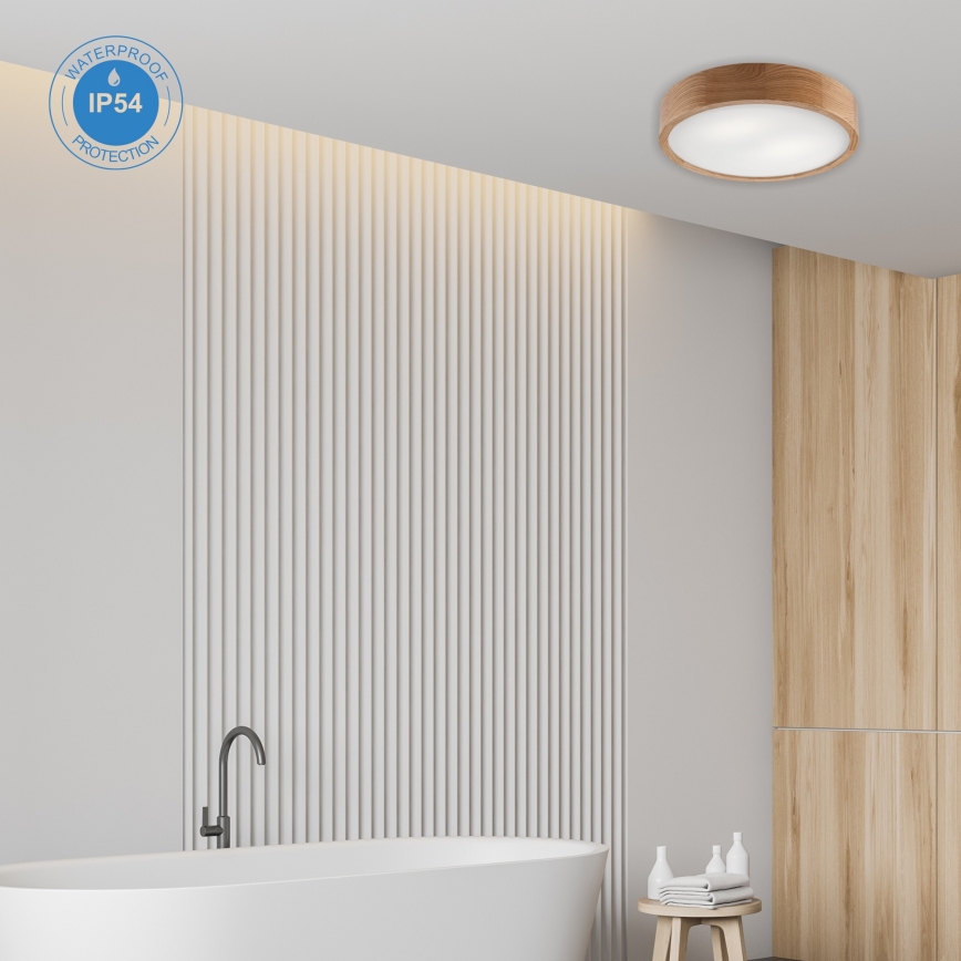 Koupelnové stropní svítidlo OAK 3xE27/15W/230V dub ø 37 cm IP54