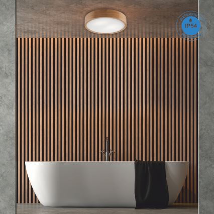 Koupelnové stropní svítidlo OAK 3xE27/15W/230V dub ø 37 cm IP54