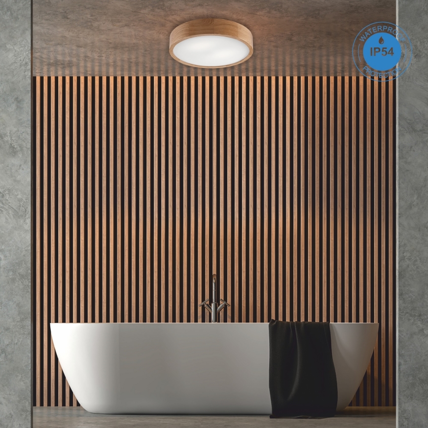 Koupelnové stropní svítidlo OAK 3xE27/15W/230V dub ø 37 cm IP54