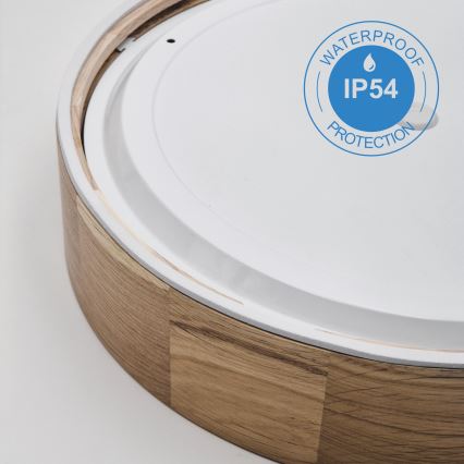 Koupelnové stropní svítidlo OAK 3xE27/15W/230V dub ø 37 cm IP54